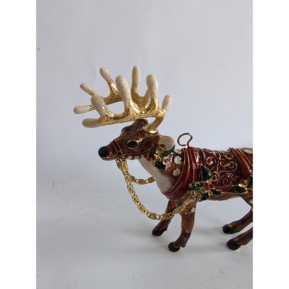 Cloissone Metal Reindeer Christmas Ornament Dasher Seybert - Picture 2 of 6